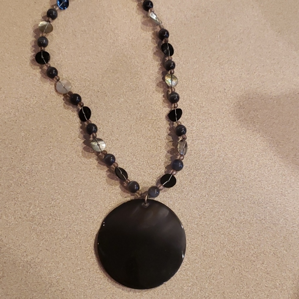 Black, grey,  dark blue fashion necklace
